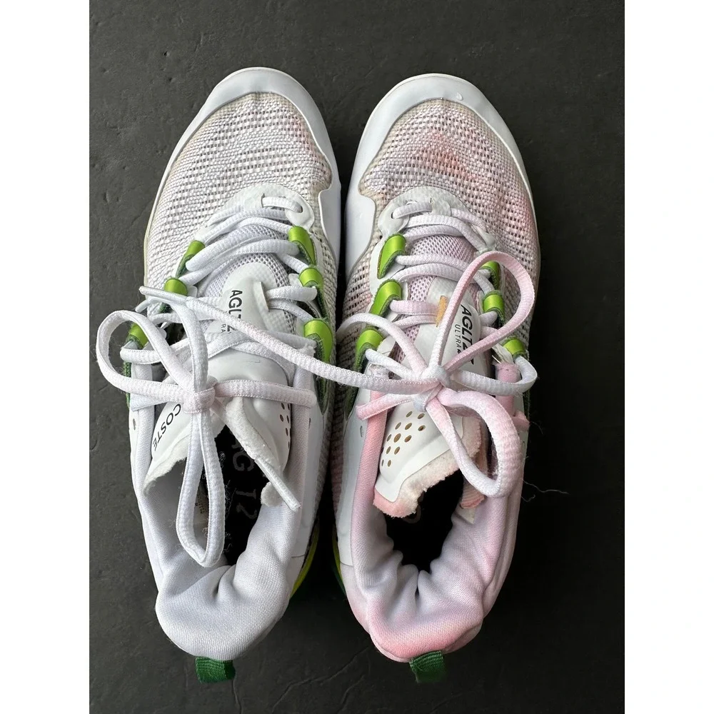 Lacoste Aglt23 Ultra White Green Pink Men's Tennis Shoes Sneakers Size 9 See Pic
